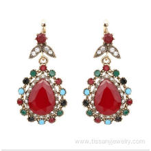 Vintage Retro Gold Red Ethnic Earrings Women